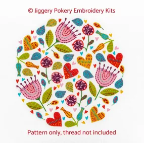 Modern floral embroidery pattern