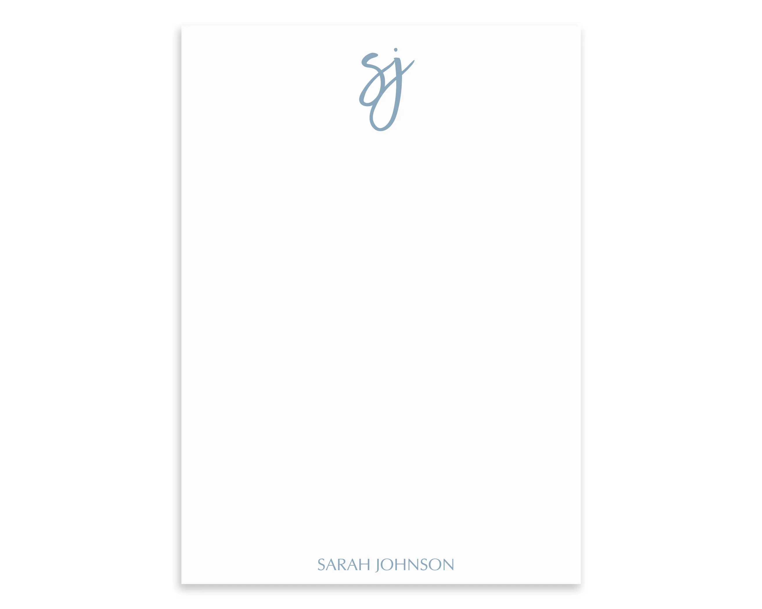 Modern Script Monogrammed Notepad, Personalized Notepad