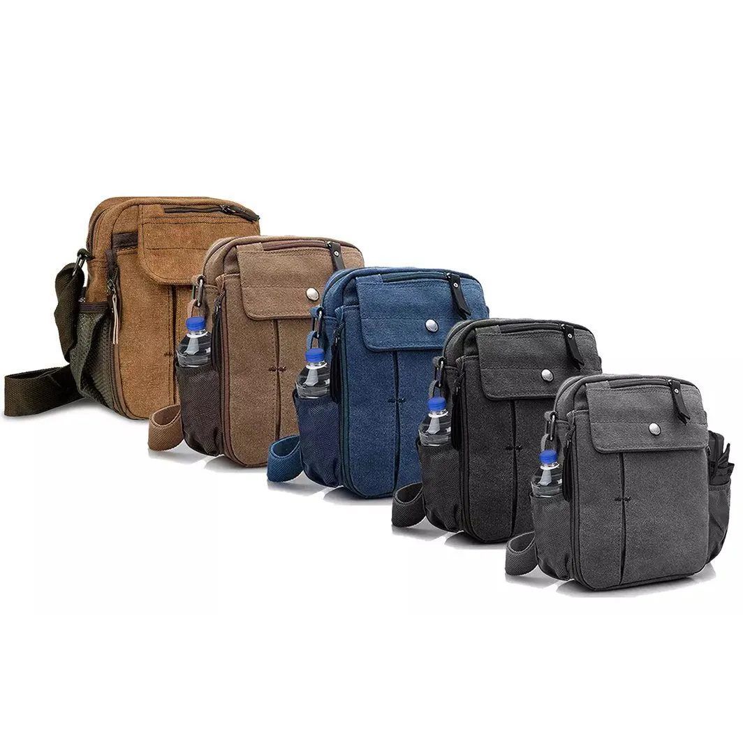 Multi-Functional Canvas Purse Bag with Bottle Holder