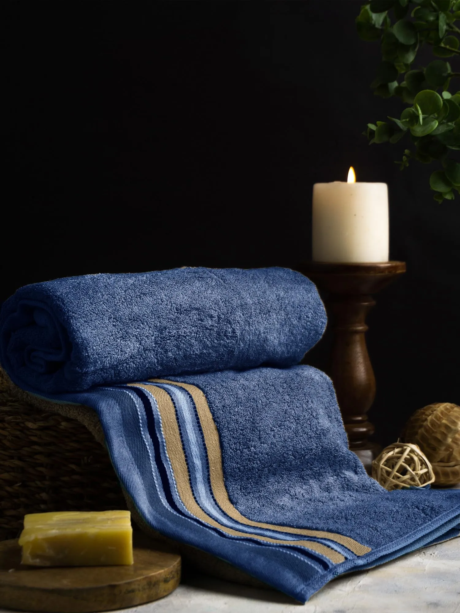 Mush Designer Bamboo Towel |Ultra Soft, Absorbent & Quick Dry Towel For Bath, Beach, Pool, Travel, Spa And Yoga (Bath Towel, Charcoal Blue), 250 TC