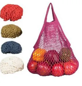 Net Shopping Bag Cotton Market String Reusable Mesh bag with Long Handles Washable Mesh Storage Fruit Vegetable