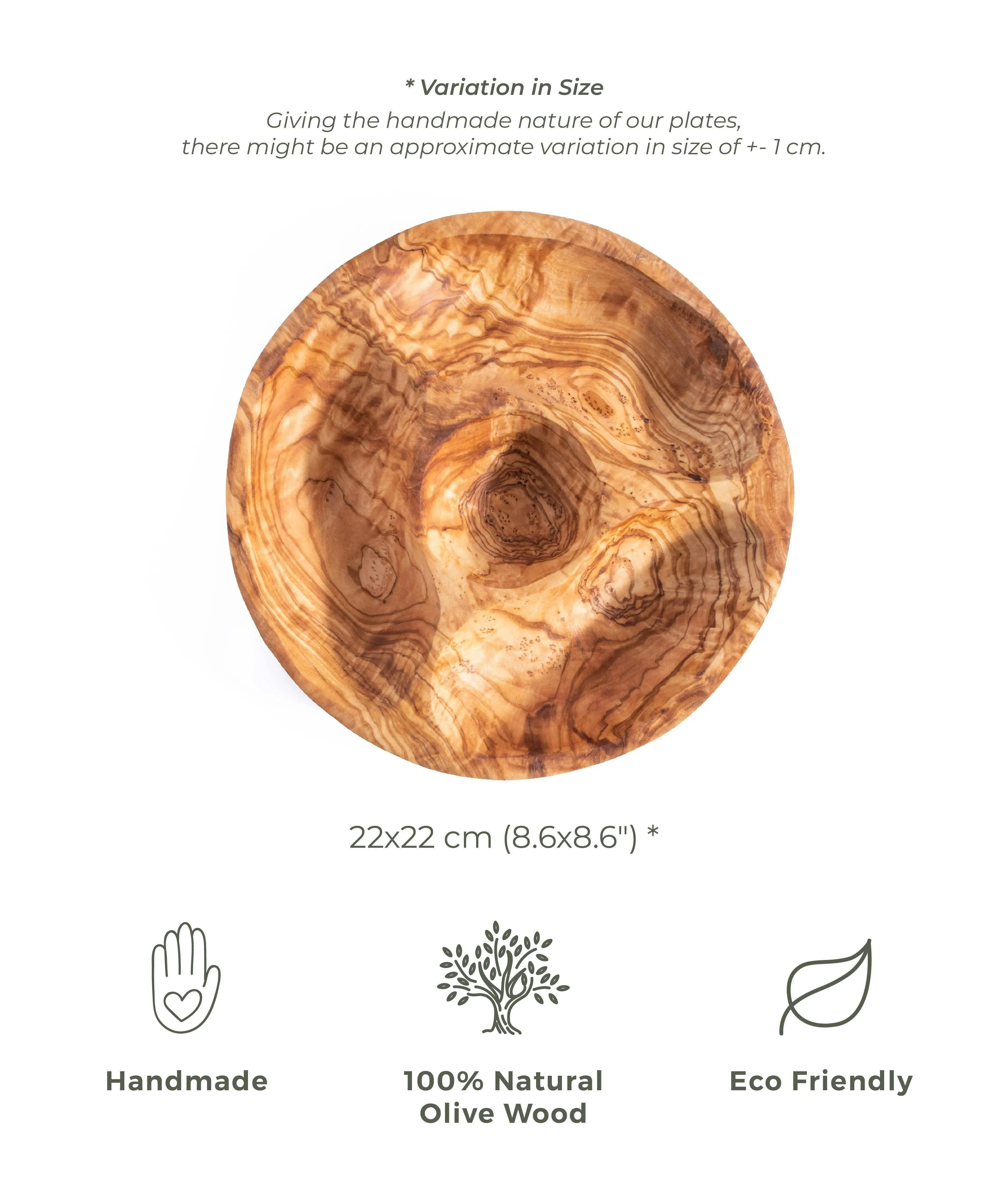 Olivewood Round Snack plate with Compartments