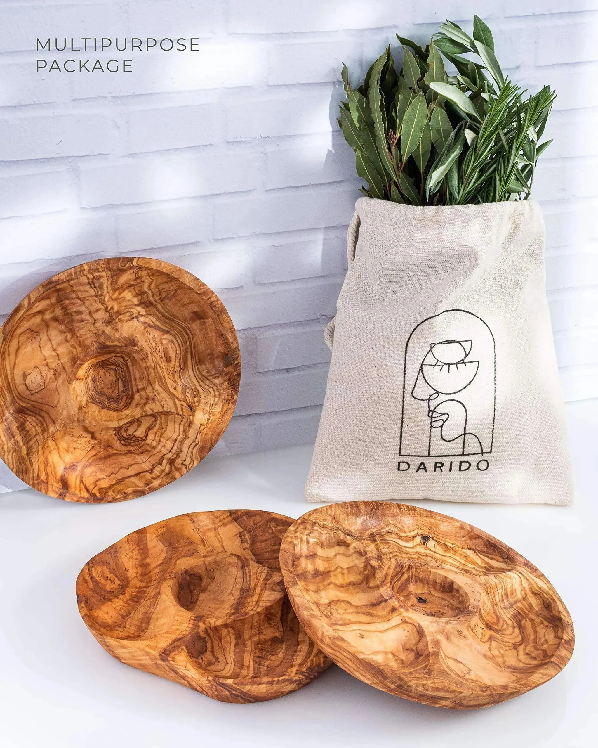 Olivewood Round Snack plate with Compartments