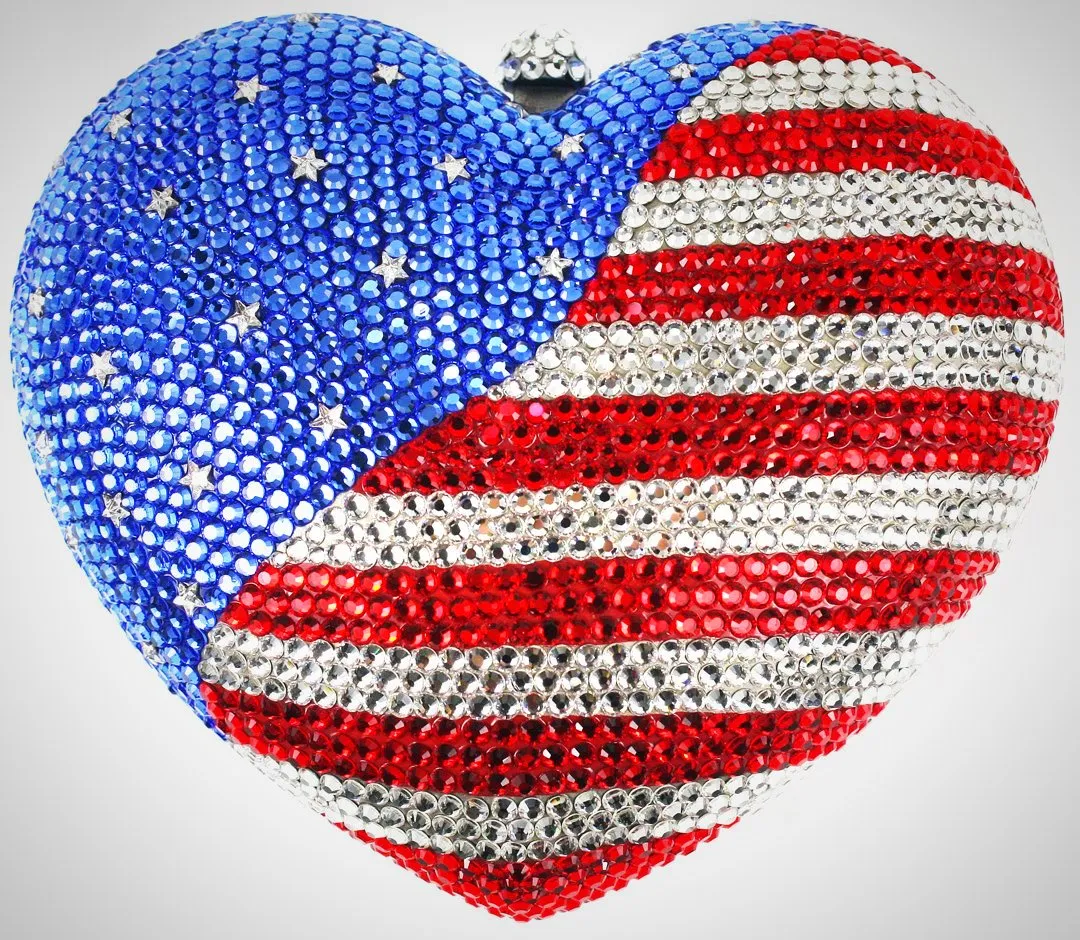 PATRIOTIC HEART CLUTCH - PJ139 MEDIUM