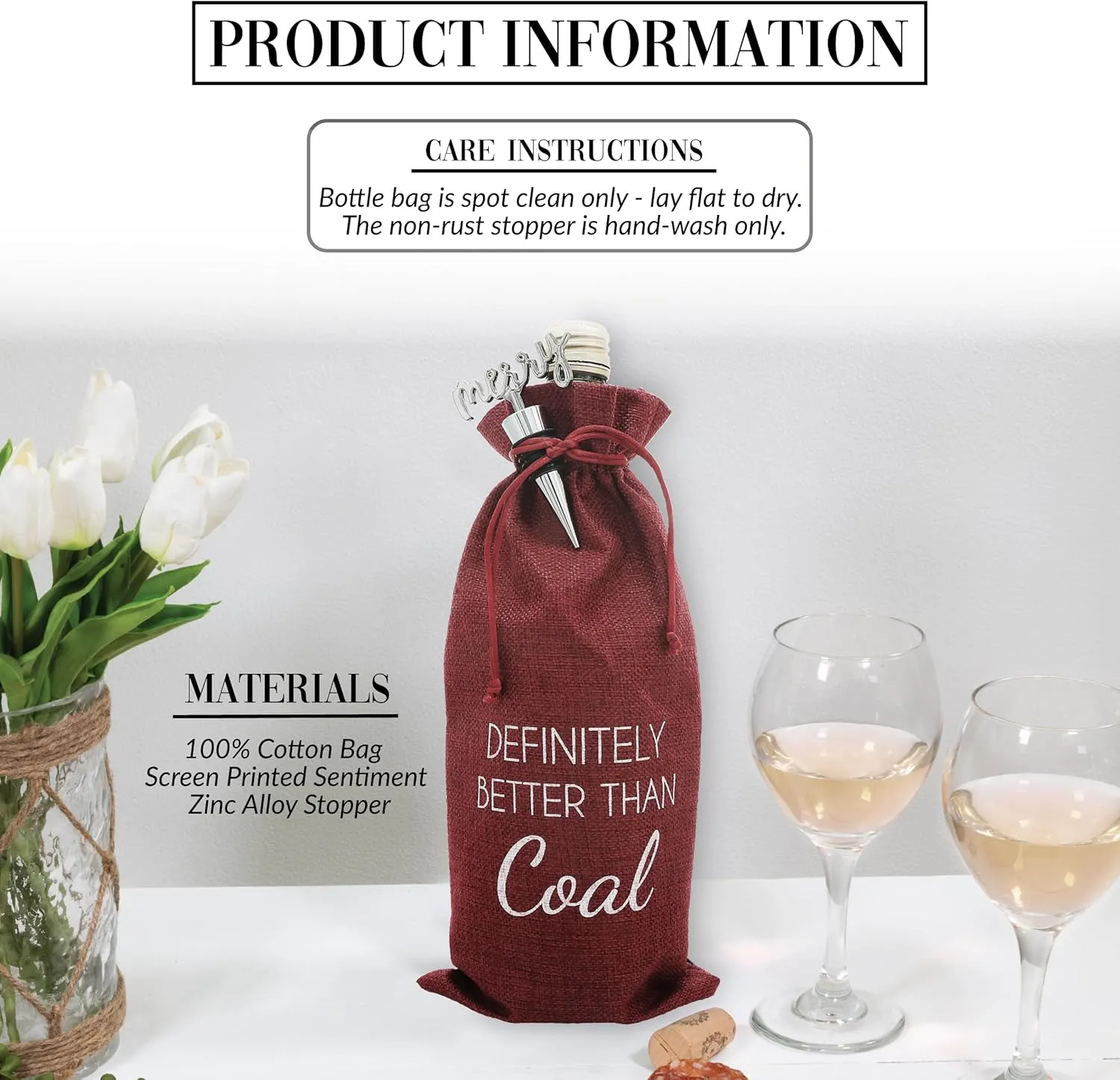 Pavilion Better Than Coal Wine Gift Bag Set - 13"