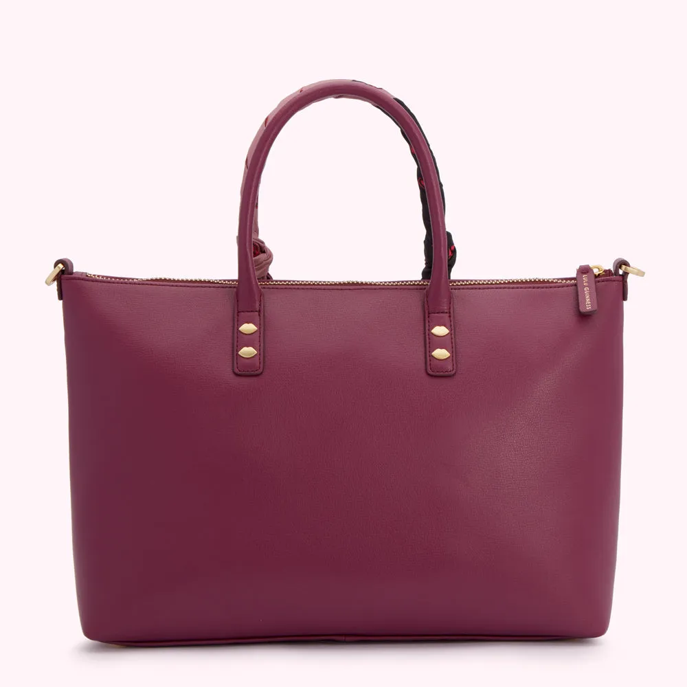 PEONY LEATHER SCARF FRANCES TOTE BAG