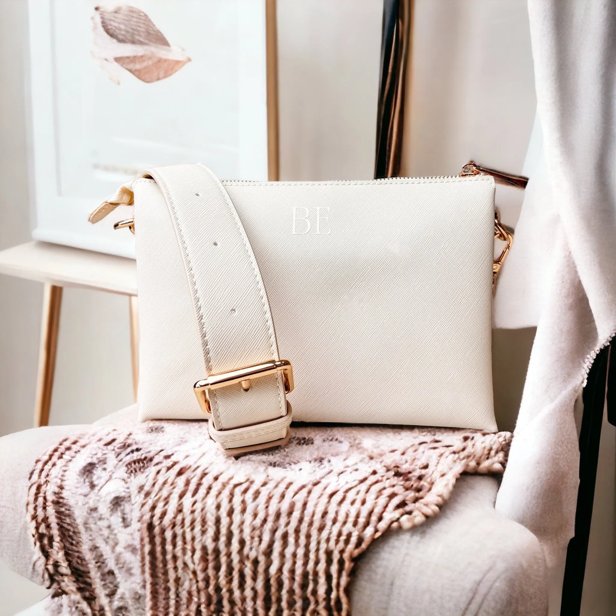 Personalised Cross Body bag, bag with strap, monogram bag, custom shoulder bag, vegan leather bag, bags for women, custom initials on bag