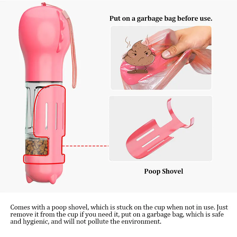 Pet Water Bottle | Multifunctional and Portable Dog Travel Water Dispenser with Food Container
