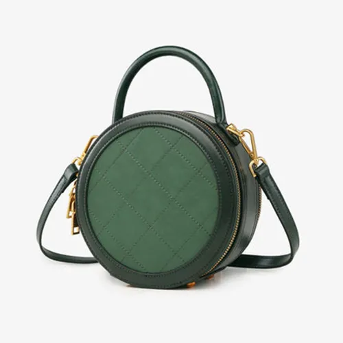 Red Leather Round Shaped Bag Purse