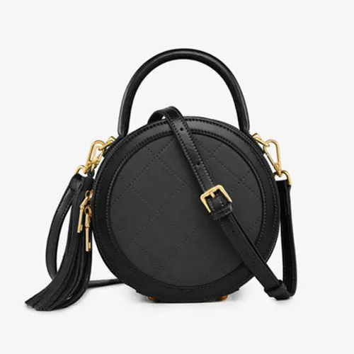 Red Leather Round Shaped Bag Purse