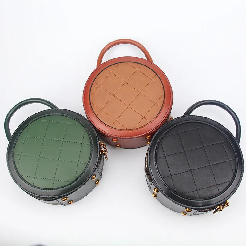 Red Leather Round Shaped Bag Purse