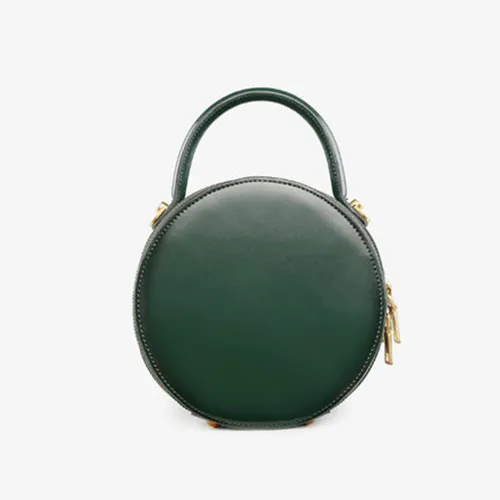 Red Leather Round Shaped Bag Purse