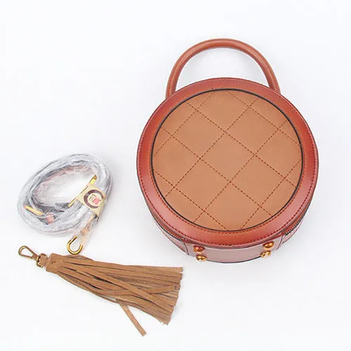 Red Leather Round Shaped Bag Purse