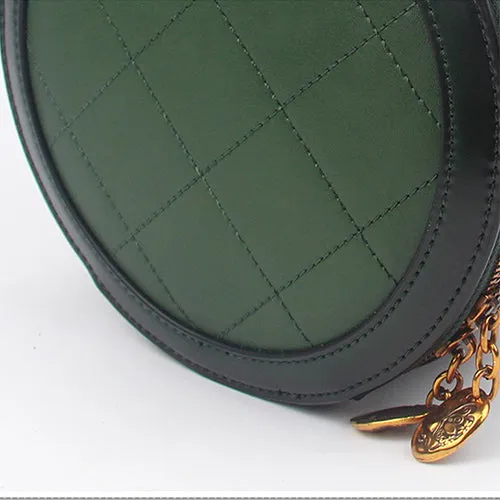 Red Leather Round Shaped Bag Purse