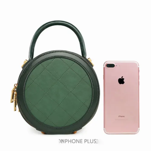 Red Leather Round Shaped Bag Purse