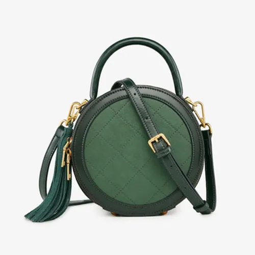 Red Leather Round Shaped Bag Purse