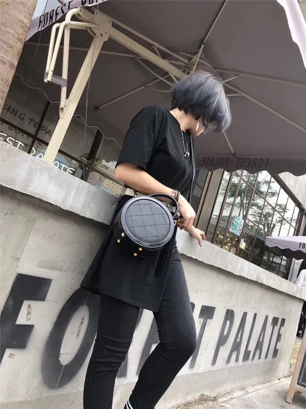 Red Leather Round Shaped Bag Purse