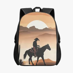 Sac à dos d'école pour enfant "Cow-boy devant couché de soleil" (201)