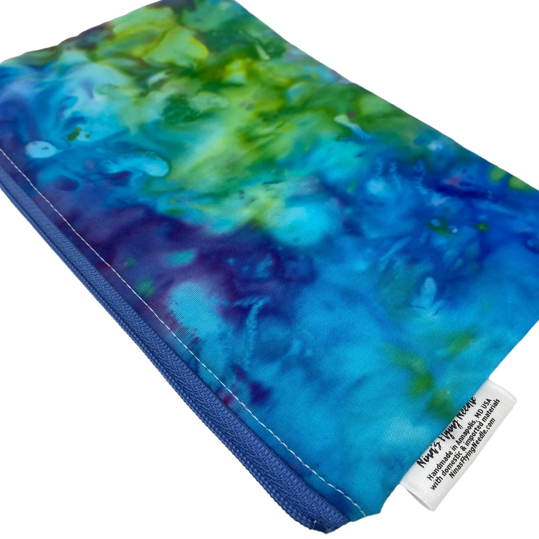 Snack Sized Reusable Zippered Bag Tie Dye Blue Green Purple