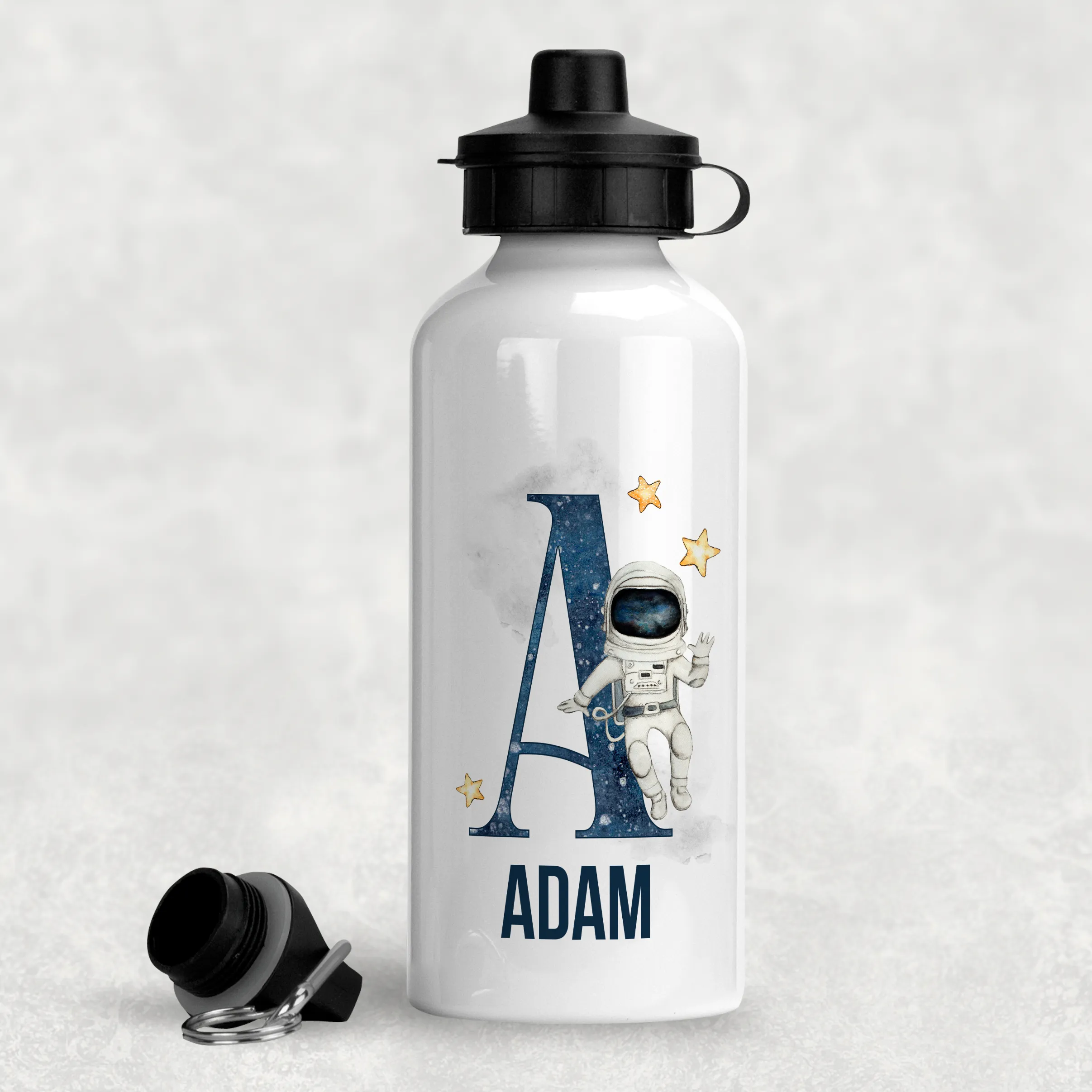 Space Alphabet Personalised Aluminium Water Bottle 400/600ml