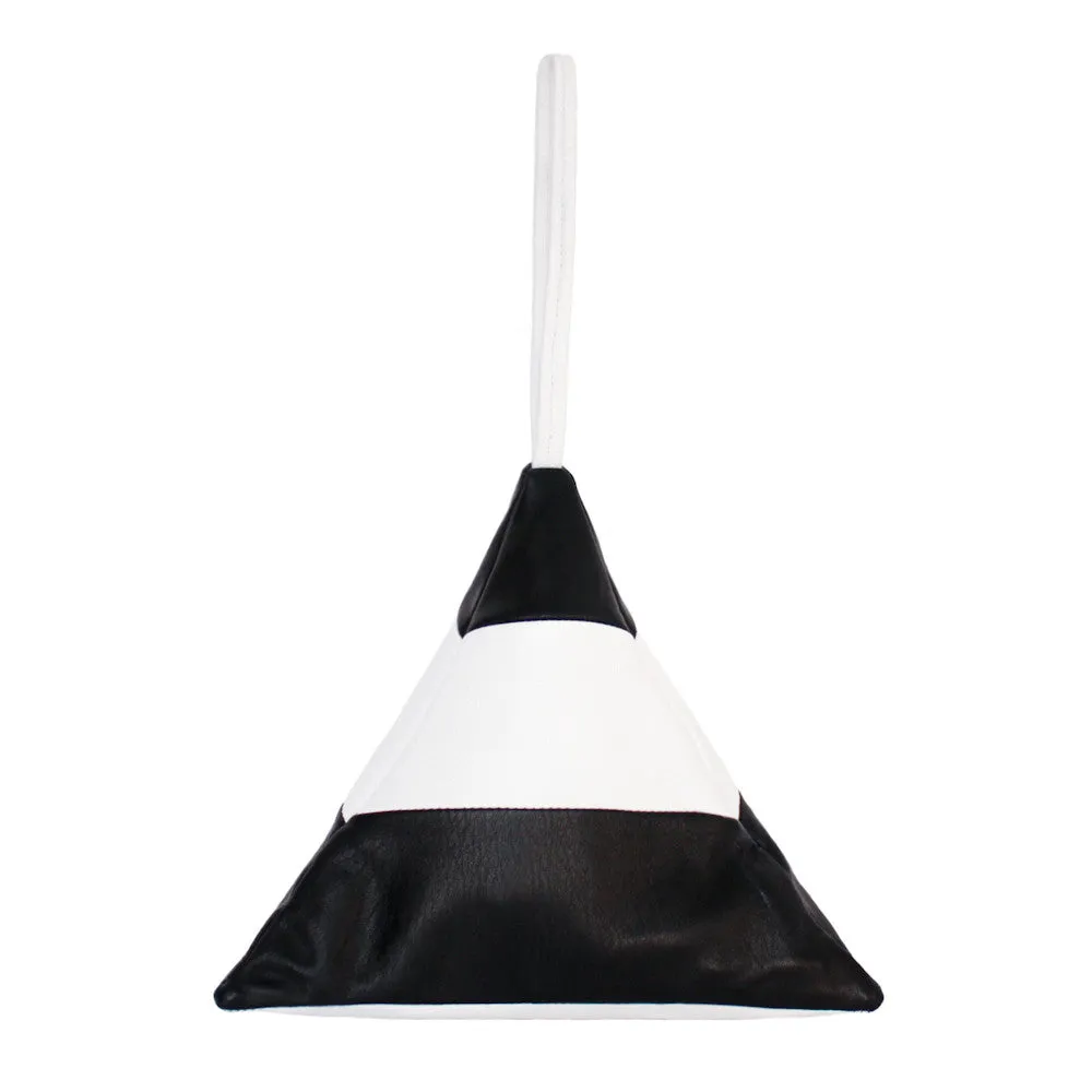 Striped Pyramid Bag | Black, White