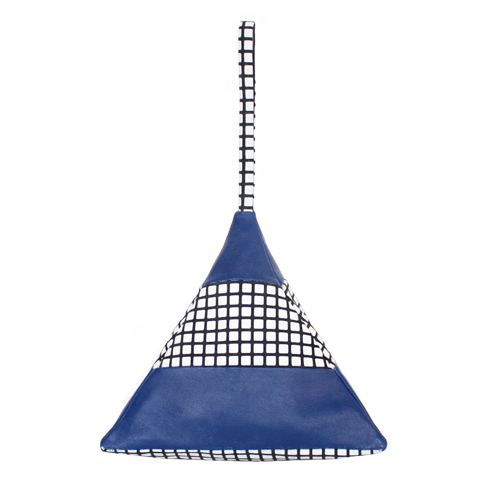 Striped Pyramid Bag | Blue, Grid