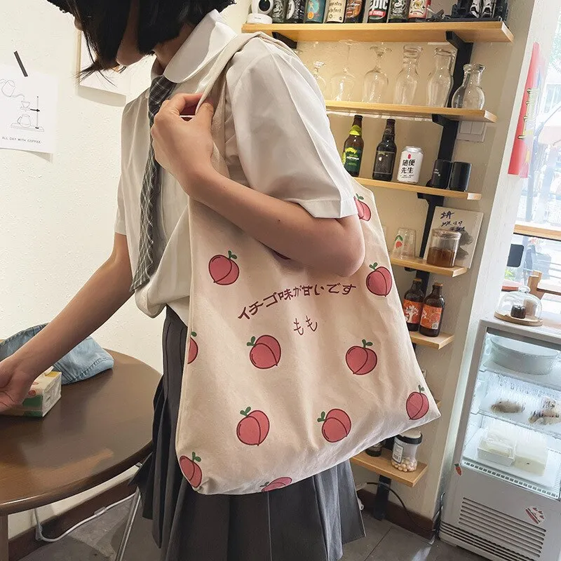 Sweet Peach Canvas Tote Bag