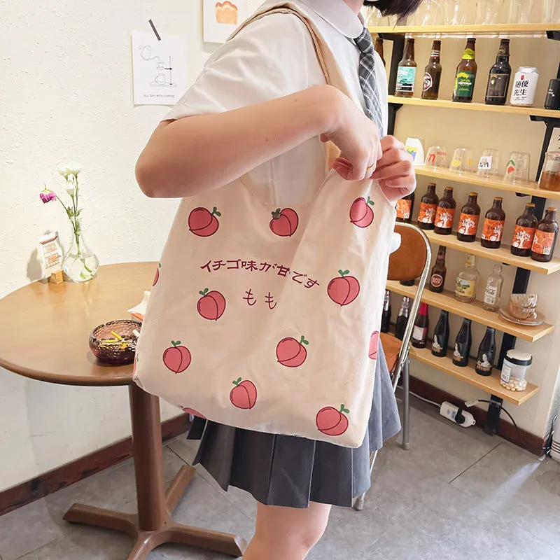 Sweet Peach Canvas Tote Bag
