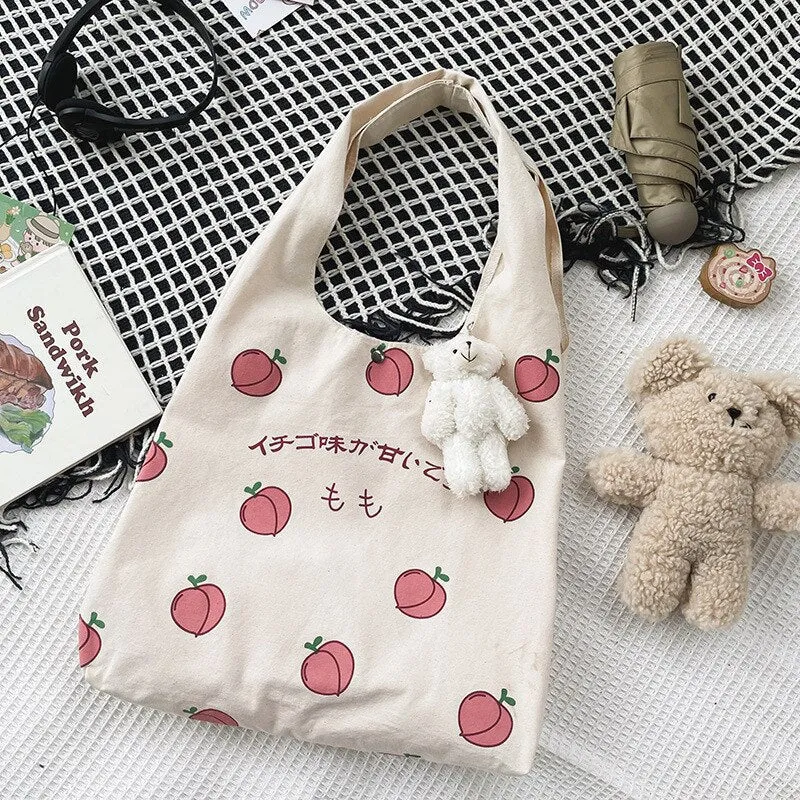 Sweet Peach Canvas Tote Bag