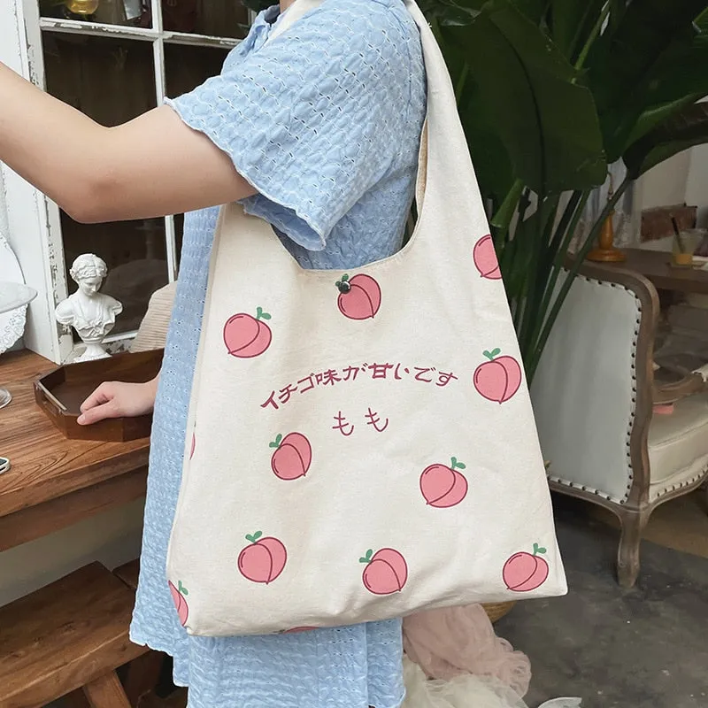 Sweet Peach Canvas Tote Bag