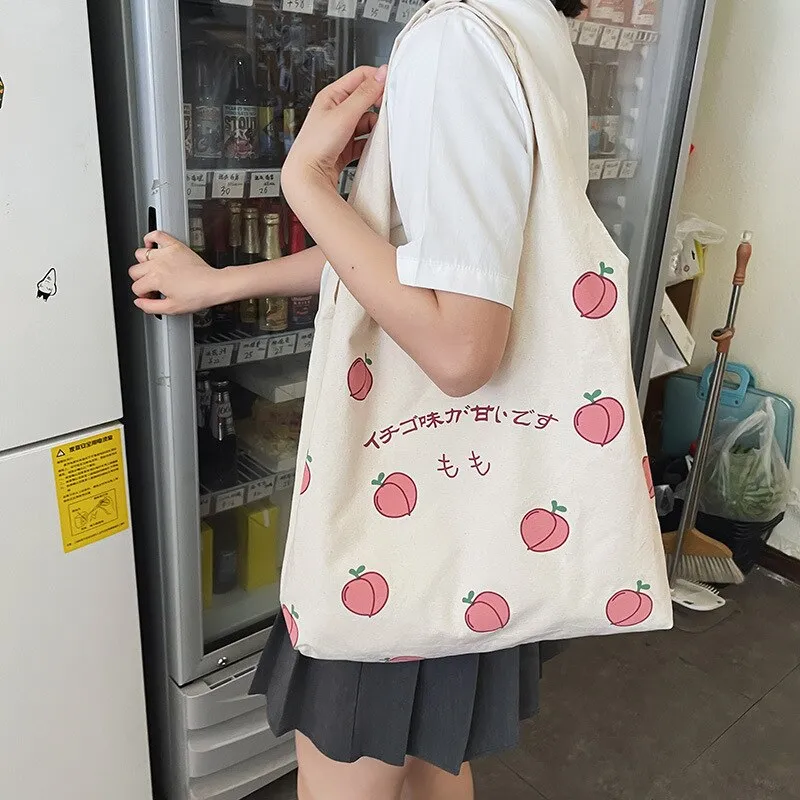Sweet Peach Canvas Tote Bag