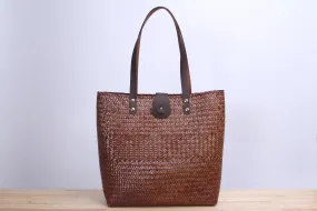 Tall square Wicker Tote bag (Dark brown)