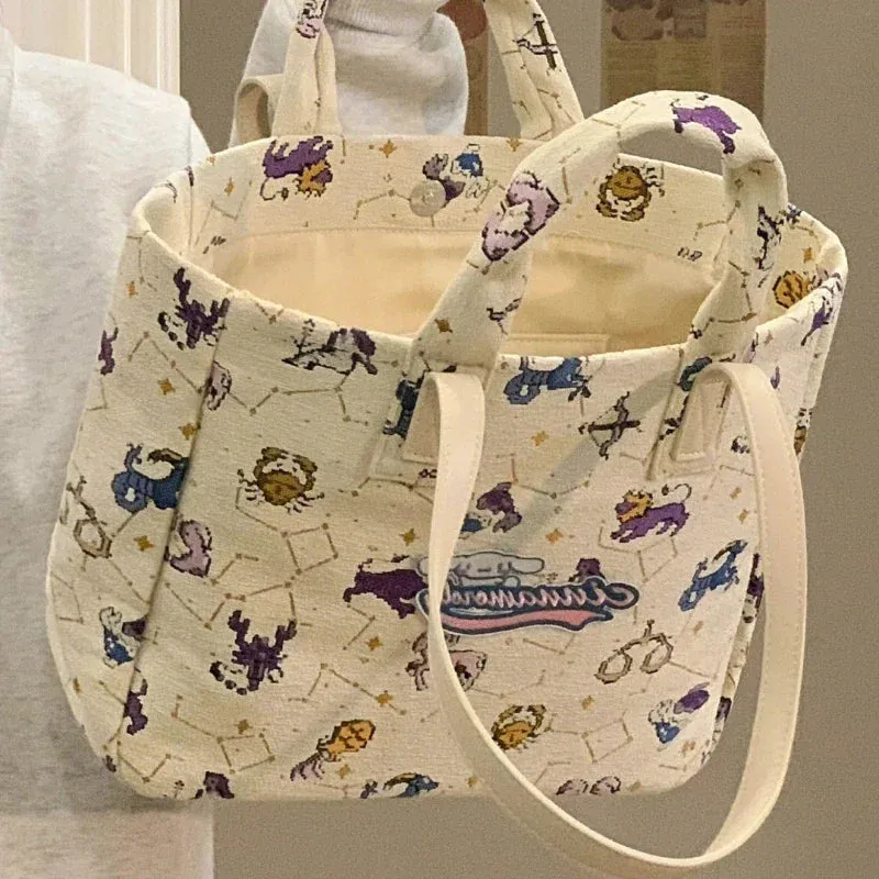 TAVIMART  -  2024 Cute All Match Canvas High-capacity Tote Bags Women Office Lady Grunge Shoulder  Casual Cartoon Print Handbags for Students