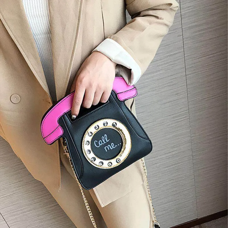 Telephone Shaped Women Retro Crossbody Handbag