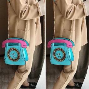 Telephone Shaped Women Retro Crossbody Handbag