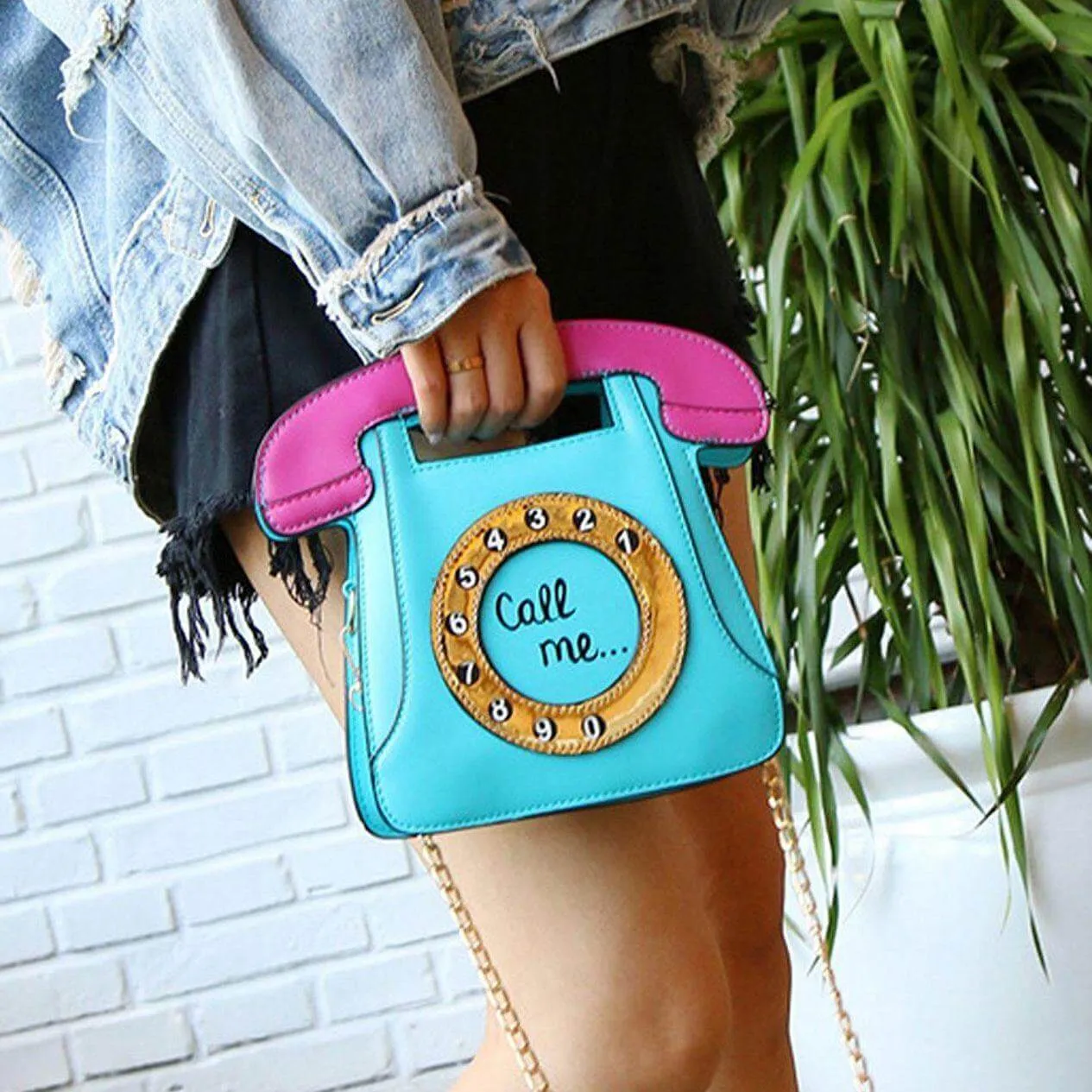 Telephone Shaped Women Retro Crossbody Handbag