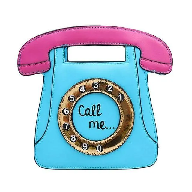 Telephone Shaped Women Retro Crossbody Handbag