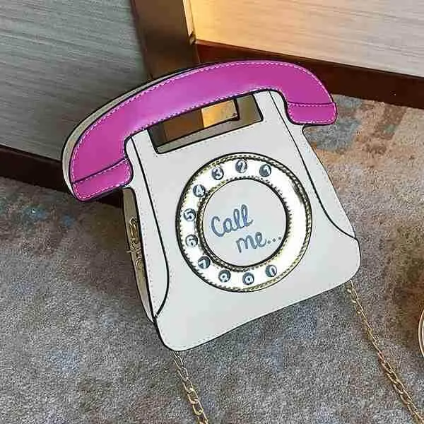 Telephone Shaped Women Retro Crossbody Handbag