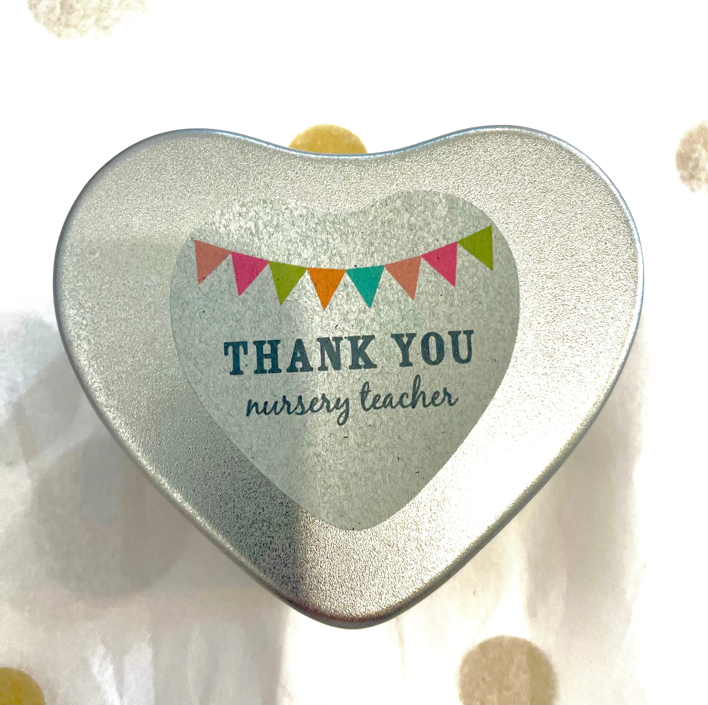 Thank you nursery teacher heart candle