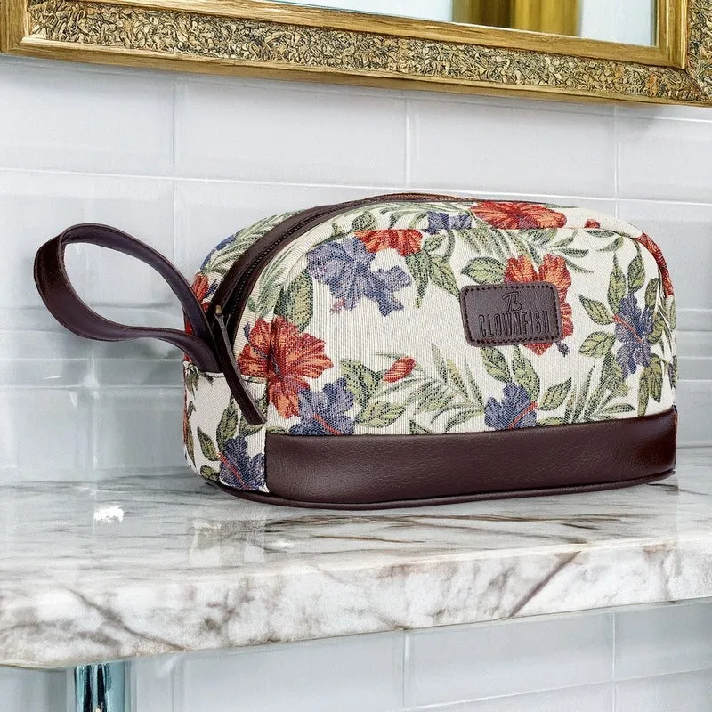 THE CLOWNFISH Men & Women Travel Pouch Toiletry Bag Shaving Kit Cosmetic Bag Toiletry Bag Travel Kit Travel Pouch Travel Kit Jolly Series (Maroon-Floral), 10 Centimeters, Standard