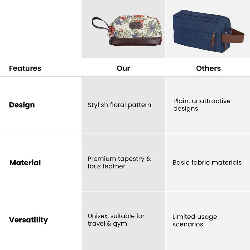 THE CLOWNFISH Men & Women Travel Pouch Toiletry Bag Shaving Kit Cosmetic Bag Toiletry Bag Travel Kit Travel Pouch Travel Kit Jolly Series (Maroon-Floral), 10 Centimeters, Standard