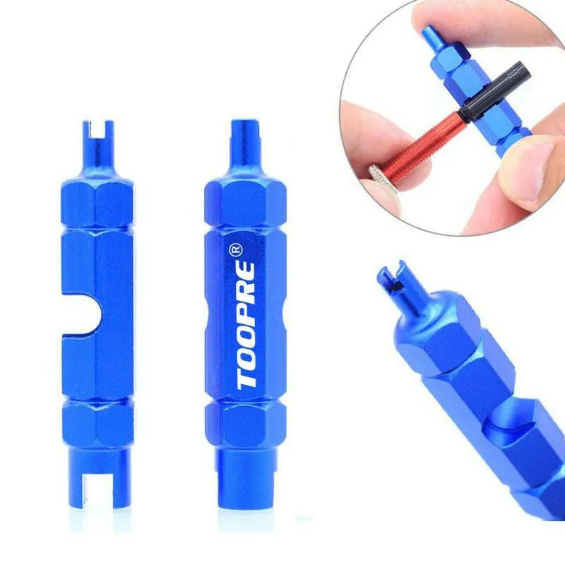 TOOPRE 3-in-1 Bike Multifunctional Valve Core Remover Tool Wrench Spanner For Bicycle Schrader and Presta Valve Extender