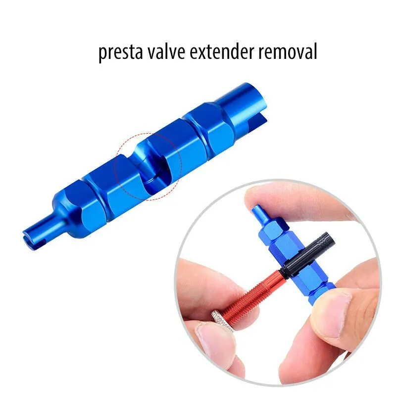 TOOPRE 3-in-1 Bike Multifunctional Valve Core Remover Tool Wrench Spanner For Bicycle Schrader and Presta Valve Extender