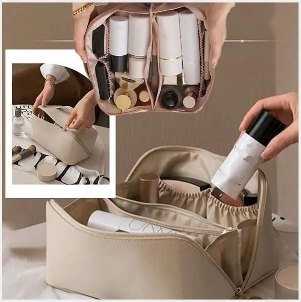 Travel Cosmetic Bag Large Capacity Cosmetic Bags for Women | Waterproof Portable Cosmetic Bag - White