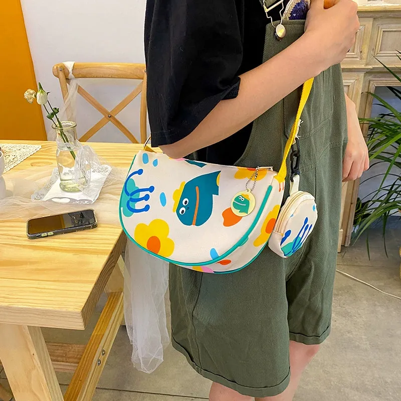 Trendy Nylon Canvas Crossbody Bag