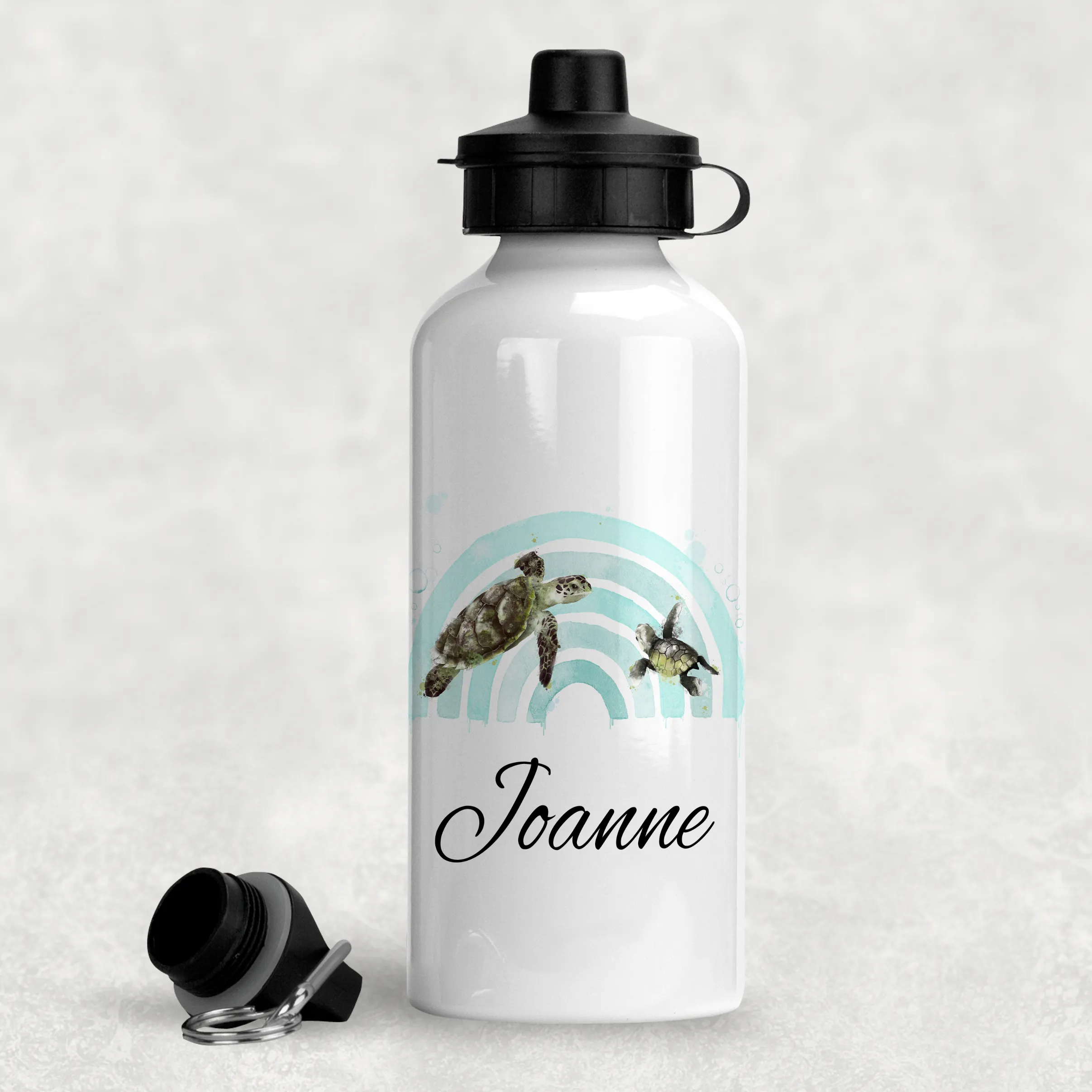 Turtle Rainbow Personalised Aluminium Water Bottle 400/600ml