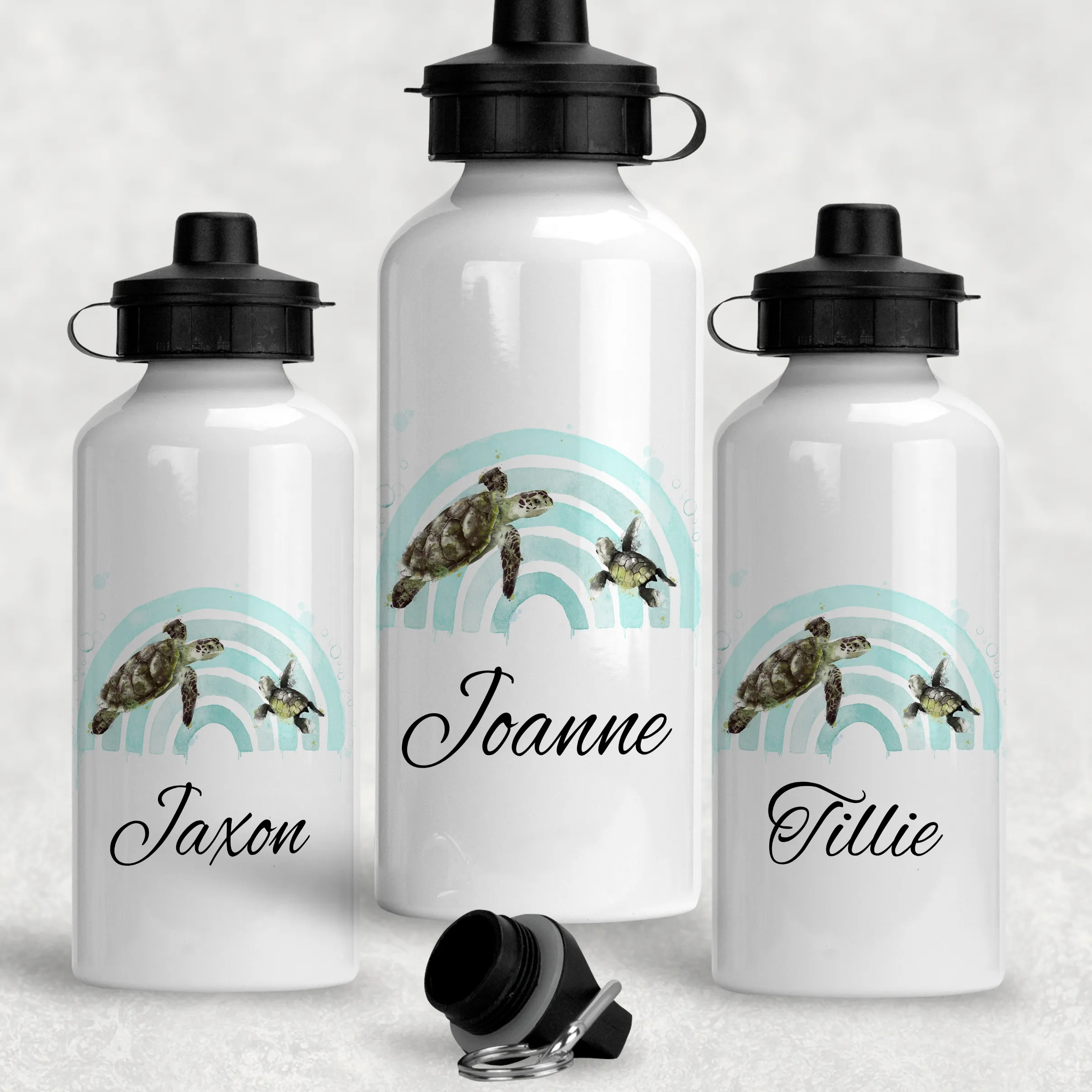 Turtle Rainbow Personalised Aluminium Water Bottle 400/600ml