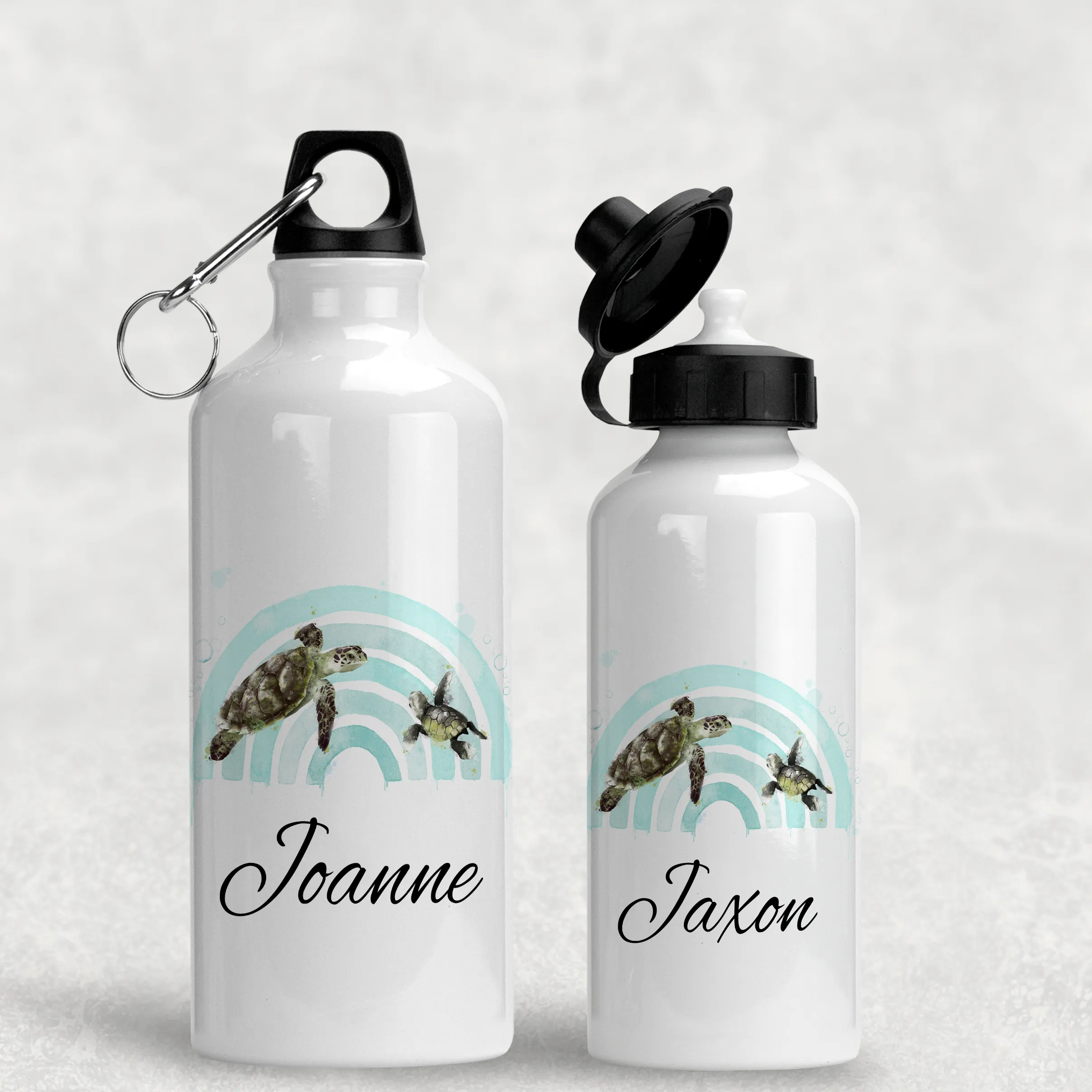 Turtle Rainbow Personalised Aluminium Water Bottle 400/600ml