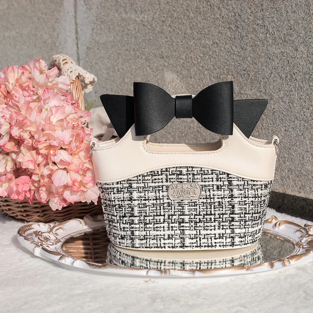 Uniwim French Elegant Style Girls Bag Cosplay Gentle Idyllic Style Grid Sweet Lolita  Bowknot  Zipper Letters  Handbag  Shoulder