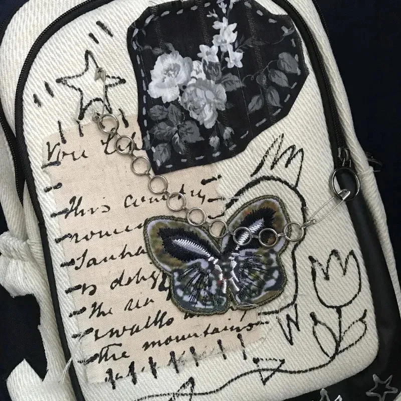 Uniwim Y2k Womens Backpack Japanese Style Original Luxury School Backpacks Vintage Fashion Casual Chain Patchwork Aesthetic Bags